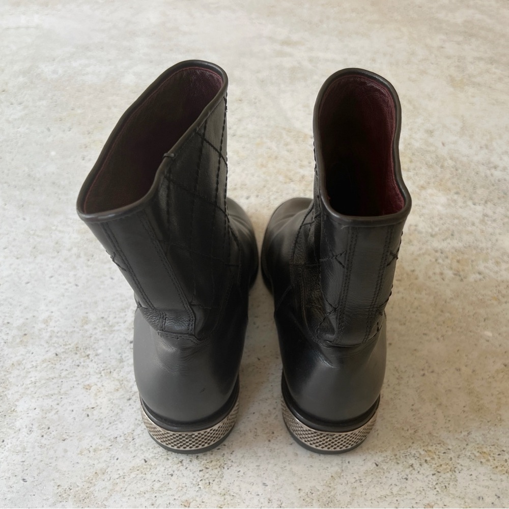 ✖️SOLD✖️ Vintage CHANEL Moto Boots Shoes Quilter Leather Black size 40.5 EU - Picture 7 of 10